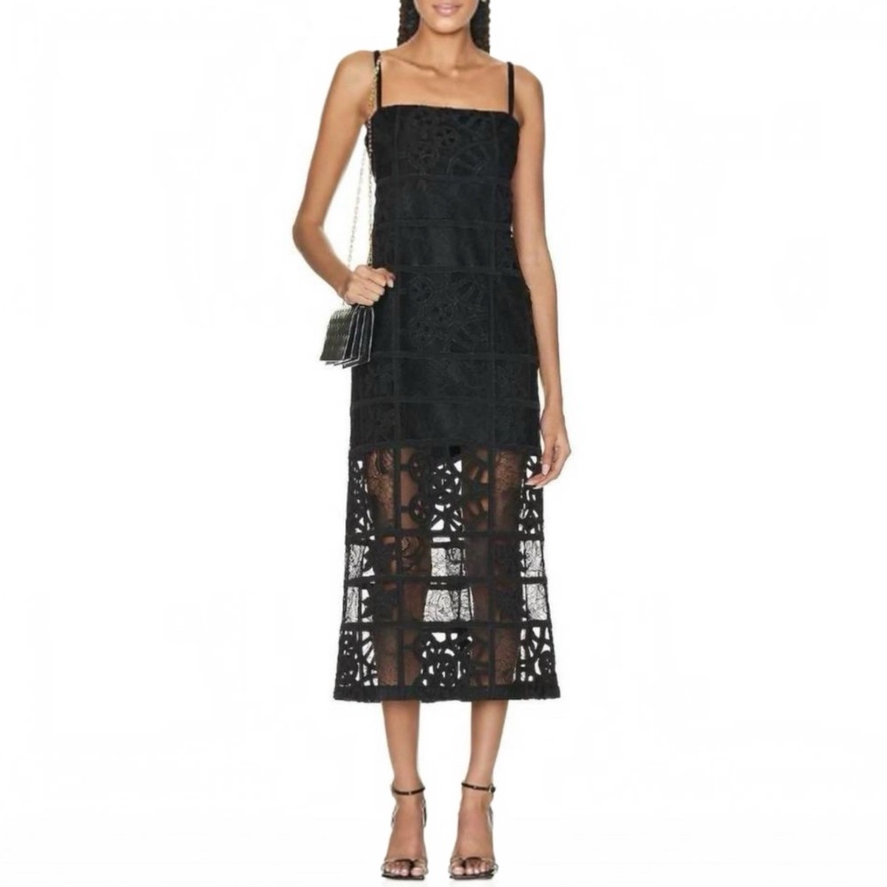 Alexis Bronze Dress In Black Sz S NWT French Lace Midi $695